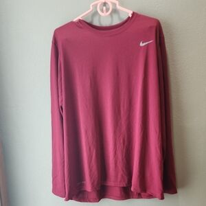 Nike Red and White Long Sleeve Tee